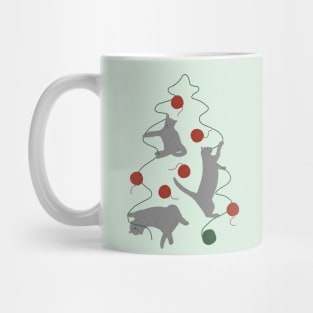 Cats and Yarn Christmas Tree Mug